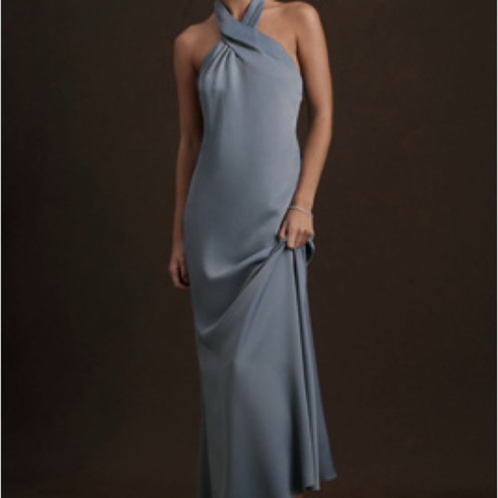 BHLDN RUBY TWIST HALTER SATIN GOWN